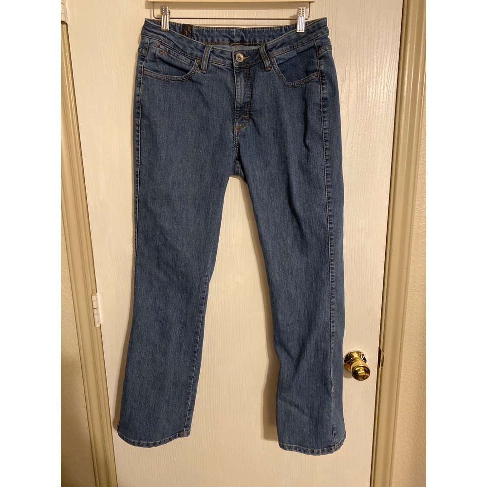 Aura Women's Mid Rise Bootcut Jeans Medium Wash Denim Flap Pocket Size 10
0182